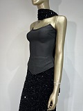 Black Off-Shoulder Sequin Maxi Dress