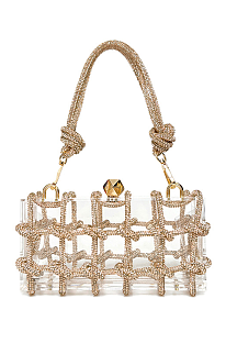 Woven Knotted Rhinestone Clutch