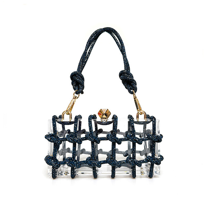 Woven Knotted Rhinestone Clutch