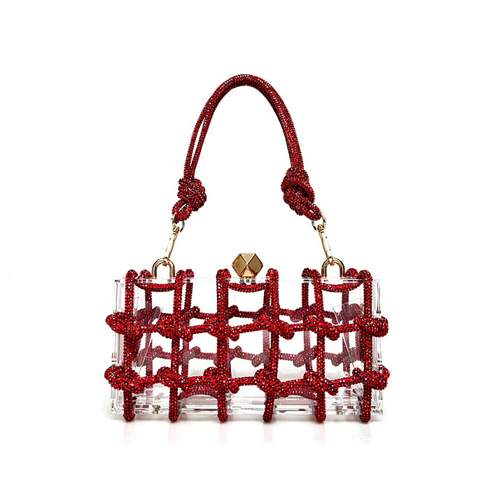 Woven Knotted Rhinestone Clutch