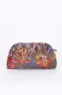 Vacation Style Embroidered Flower Fabric Women's Pillow Bag