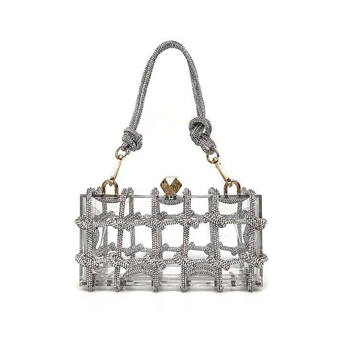 Woven Knotted Rhinestone Clutch