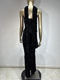 Black Off-Shoulder Sequin Maxi Dress