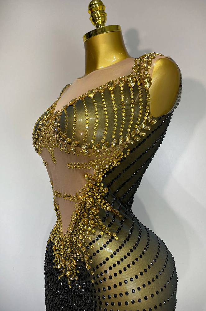 Sparkly Rhinestone Mesh Bodycon Dress