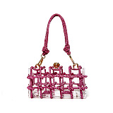 Woven Knotted Rhinestone Clutch