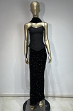 Black Off-Shoulder Sequin Maxi Dress