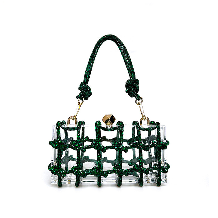 Woven Knotted Rhinestone Clutch