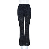 Lace Flared Hem Pants