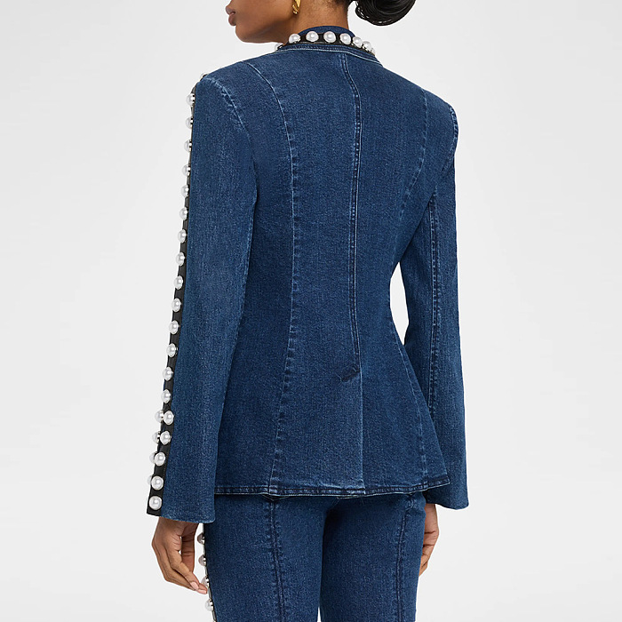 Pearl-Embellished Blazer Suit