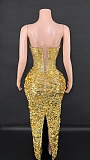Shinny Fabric Sculpted Gown