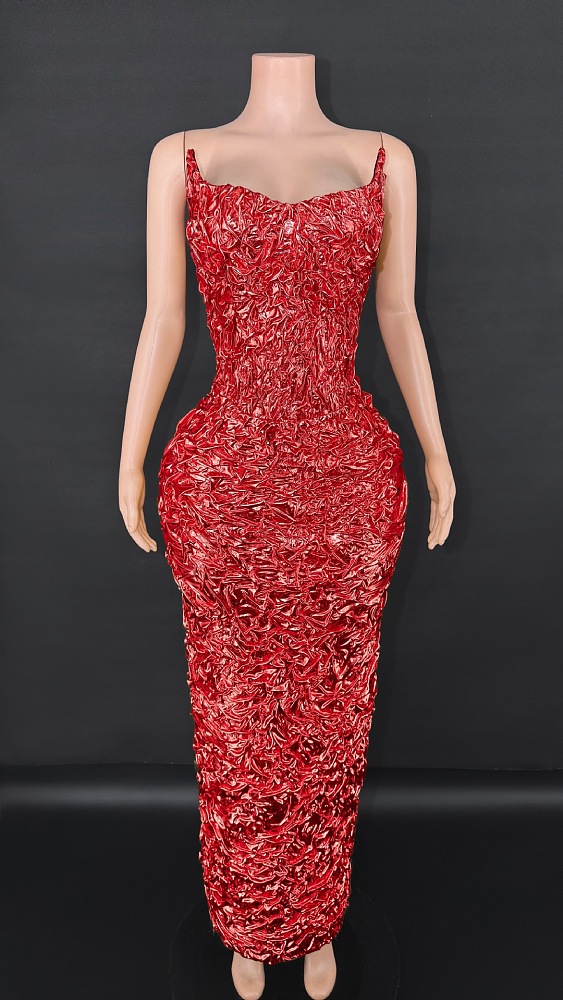 Shinny Fabric Sculpted Gown