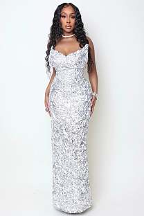 Shinny Fabric Sculpted Gown