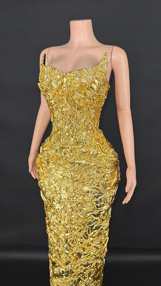 Shinny Fabric Sculpted Gown