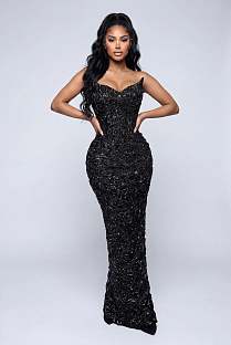 Shinny Fabric Sculpted Gown