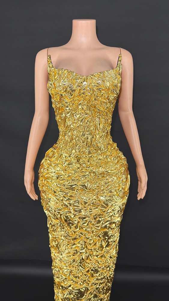 Shinny Fabric Sculpted Gown