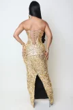 Shinny Fabric Sculpted Gown