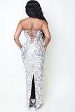 Shinny Fabric Sculpted Gown