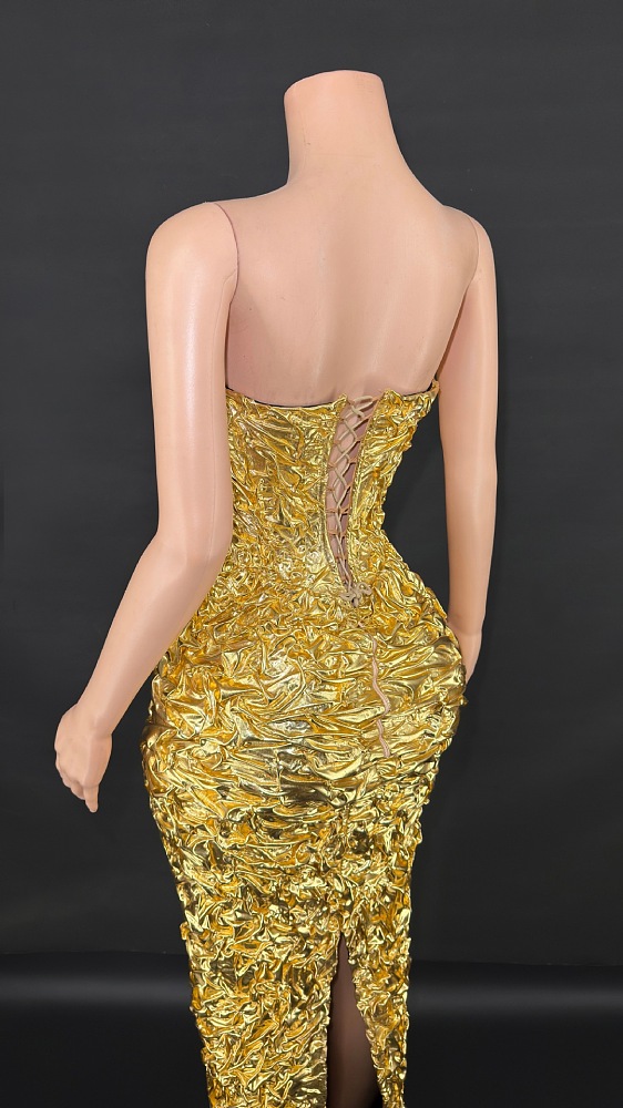 Shinny Fabric Sculpted Gown
