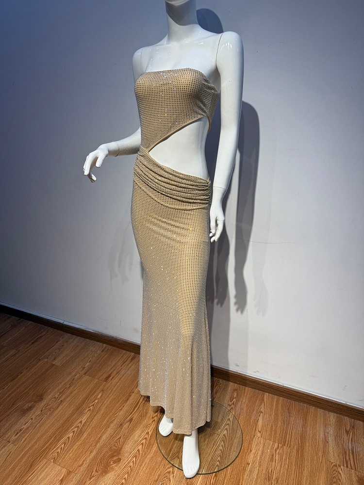 chinese dress ladies Genesis Strapless Gown in Amber Orange – Significant Other main image 0