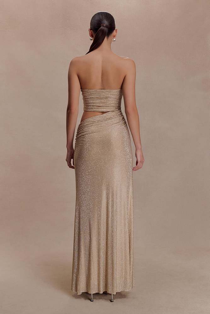 chinese dress ladies Genesis Strapless Gown in Amber Orange – Significant Other main image 1