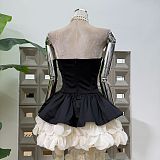 Black Off Shoulder Maxi Dress with Floral Applique