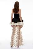 Black Off Shoulder Maxi Dress with Floral Applique