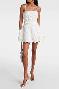 White Spaghetti Strap Mini Dress