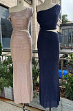 Diamante One Shoulder Maxi Dress