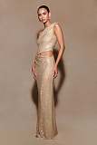 Diamante One Shoulder Maxi Dress