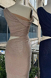 Diamante One Shoulder Maxi Dress