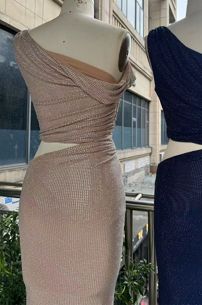 Diamante One Shoulder Maxi Dress