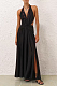 Plunge Halter Maxi Dress