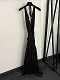 Plunge Halter Maxi Dress