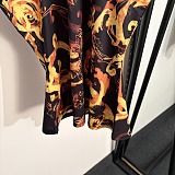 Barocco-Print Stretch Halter Top