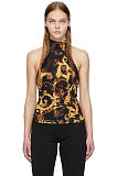 Barocco-Print Stretch Halter Top