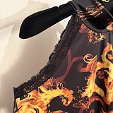 Barocco-Print Stretch Halter Top