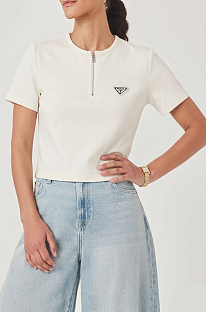 Half Zipper Cropped Top