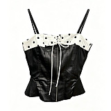 Polka Dot  Leather Tank Top