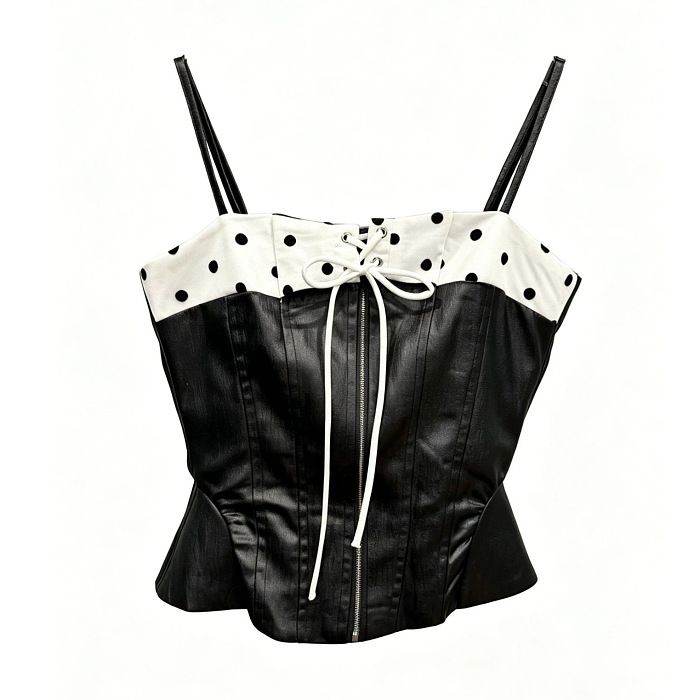 Polka Dot  Leather Tank Top