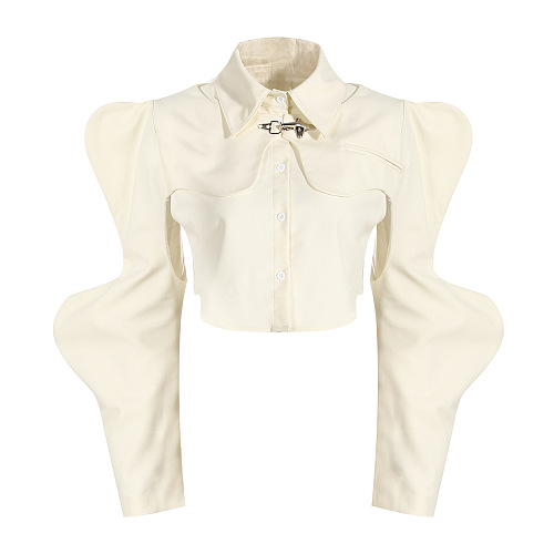 Wave Shoulder Two-piece Shirt Top