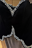 Luxury Black Strapless Beaded Mermaid Evening Dress