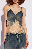 Patchwork Lace Tank Top & Shorts