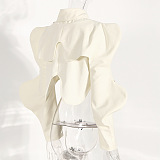 Wave Shoulder Two-piece Shirt Top