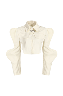 Wave Shoulder Two-piece Shirt Top