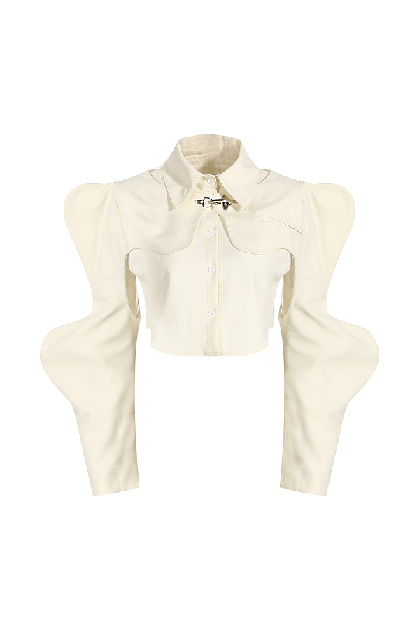 Wave Shoulder Two-piece Shirt Top
