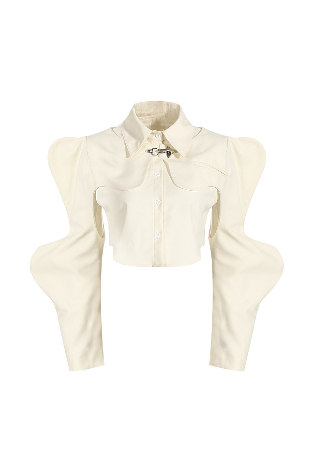 Wave Shoulder Two-piece Shirt Top