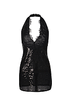 Halter Lace Hem Sequins Mini Dress