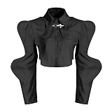 Wave Shoulder Two-piece Shirt Top