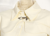 Wave Shoulder Two-piece Shirt Top