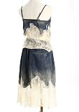 Patchwork Lace Tank Top & Shorts